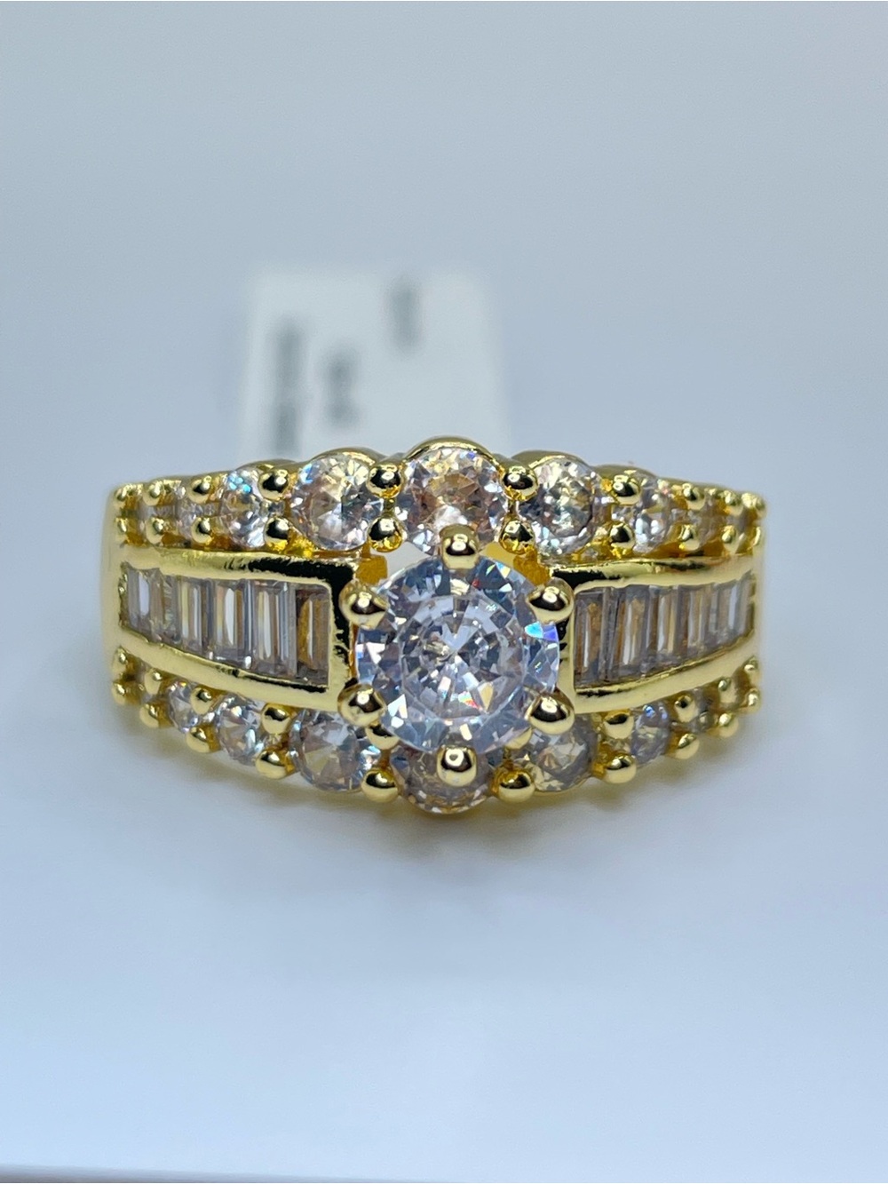 Swarovski Crystals Elements White Crystal Art Deco Bridal Ring Sz 9
